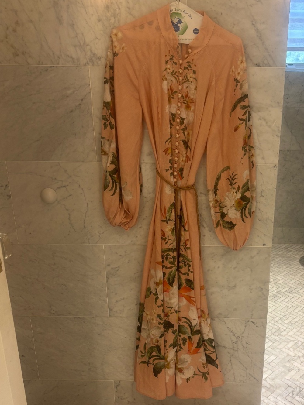 Zimmerman Pink Palm Lexi Billow Long Dress size 2